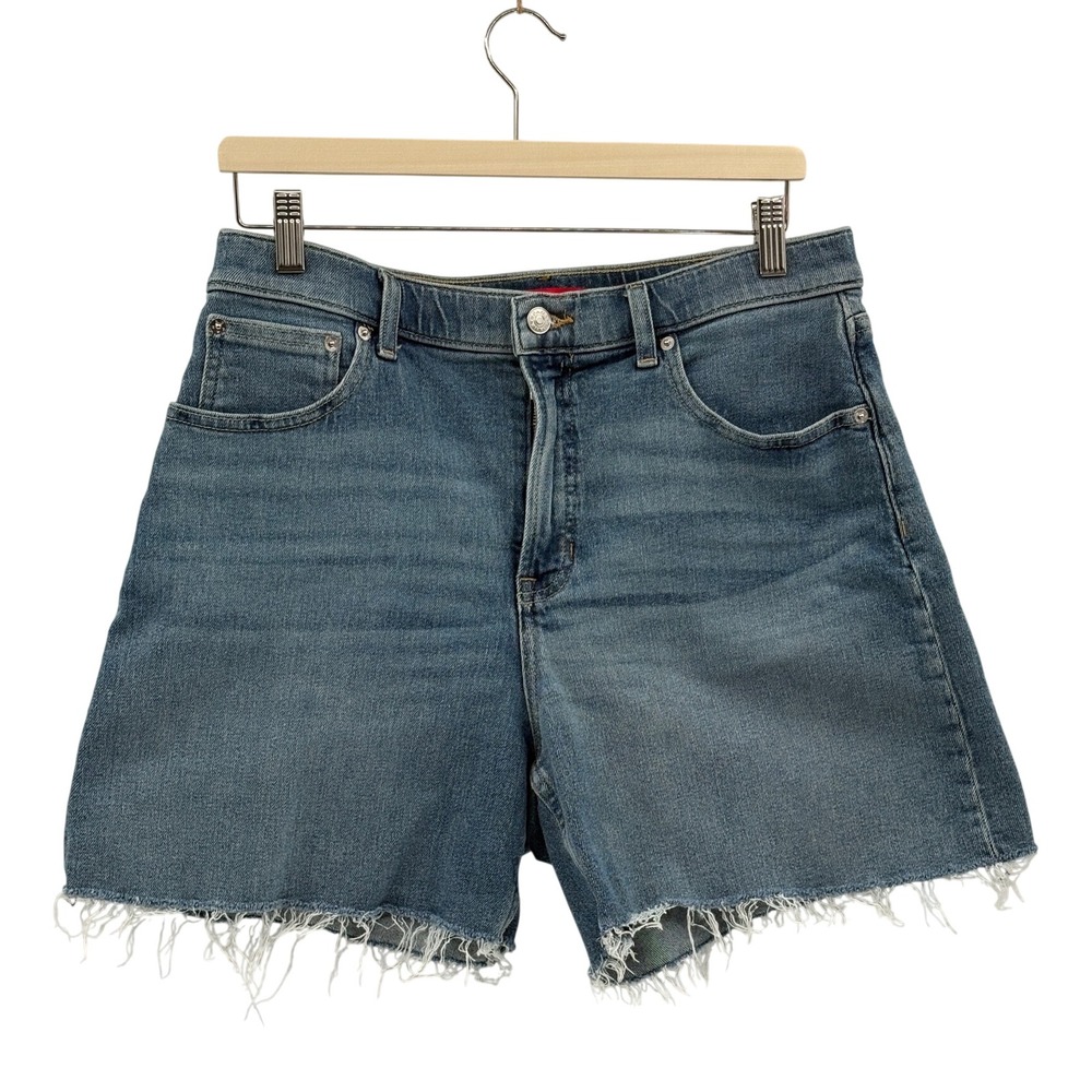 Spanx Jean Shorts Denim Women Size Large Blue Cutoff High Rise